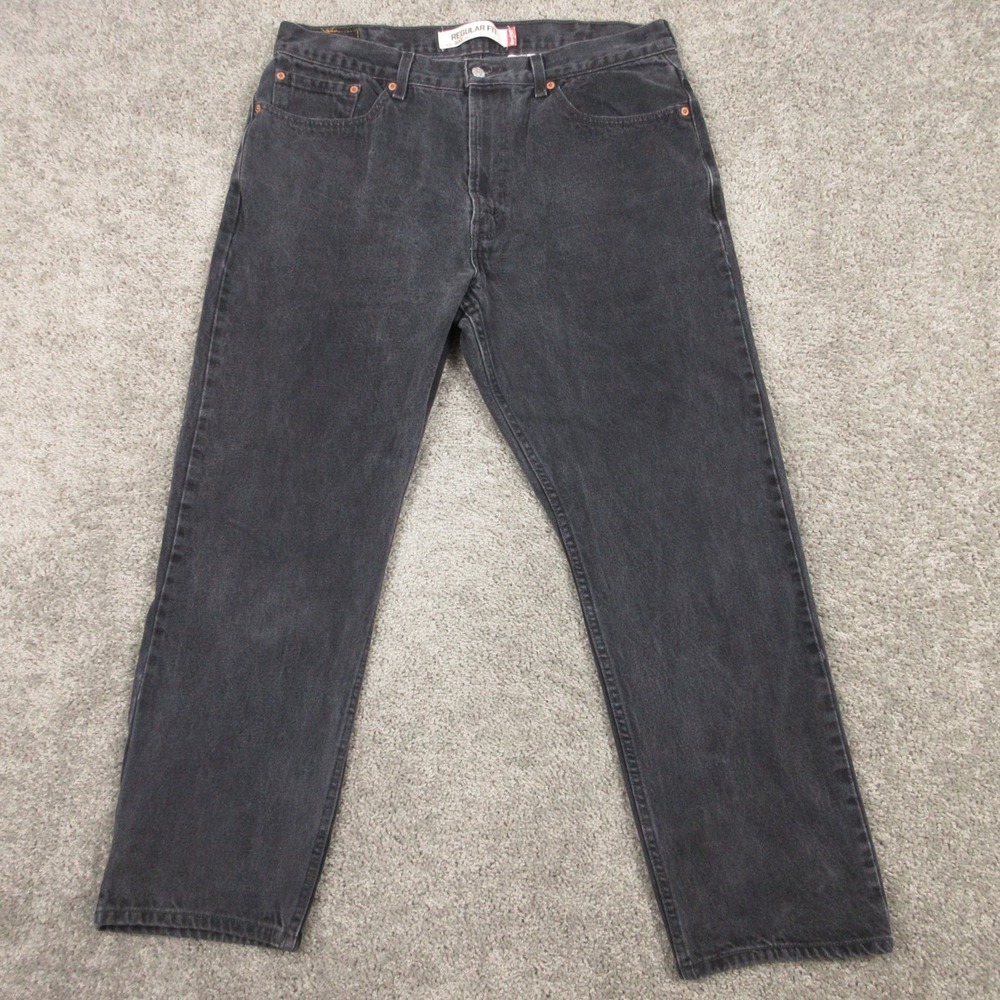 Vintage Levis Jeans Mens 38x30 Black 505 Regular Straight‎ Faded Denim Pants Y2K